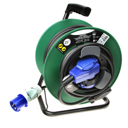 Przedłużacz kempingowy neopren CEE Schuko 25m z korbką, IP44