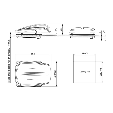 ExtraFan PlusFan automatyczny wentylator dachowy 40x40cm biały