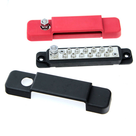 Busbars 180A red and black 12P with cover ​