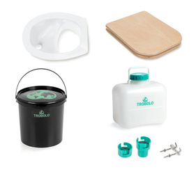 Zestaw toalety kompostującej DIY TROBOLO z drewnianym siedzeniem 11L / 10L biała