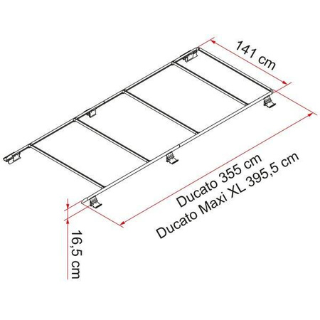 Reling dachowy Fiamma do Fiat Ducato/Peugeot Boxer/Citroën Jumper, prod. od 2006 roku, srebrny