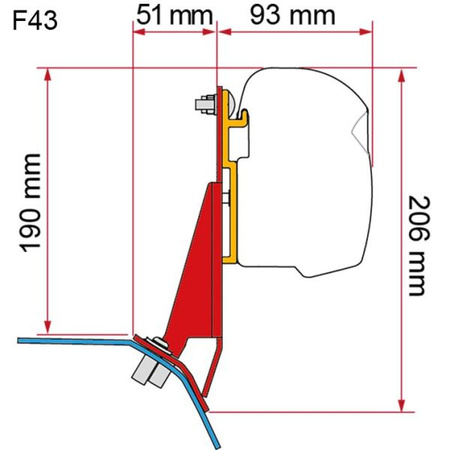 Awning Adapter Kit Ford Custom V710, right-hand for F43, F45, F45s