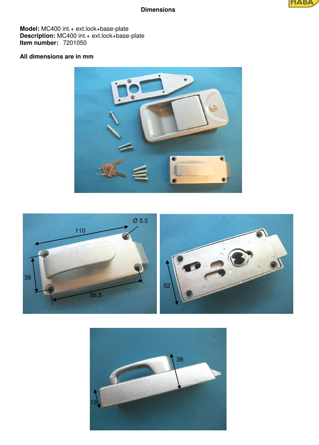 HABA MC 400 - inner part dimensions and contents