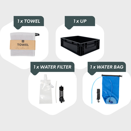 BOXIO WASH UP - set with water filter, towel and low SOLO UP Eurobox