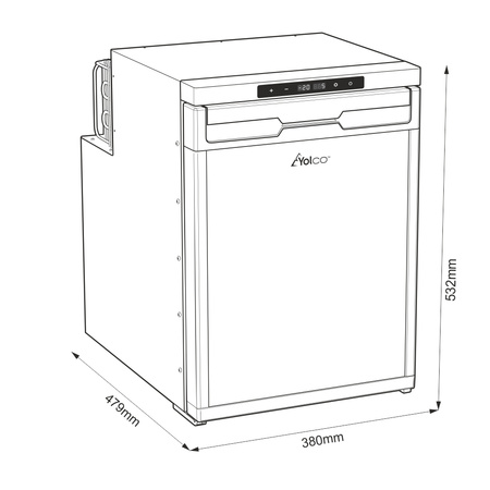 Yolco KL50D built-in compressor fridge 44 l - dual-zone with freezer, 12/24 V, Bluetooth, for motorhomes