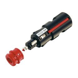 universal plug with positively guided strain relief