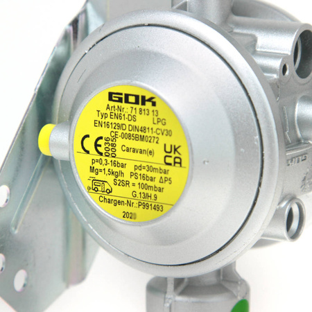 GOK Reduktor Caramatic DriveOne CS 30 mbar 1,5 kg/h pionowy - jedna butla, ogrzewanie w czasie jazdy