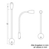 Lampa na gęsiej szyi czarna 42cm 2,2W 140lm ściemnialna IP20