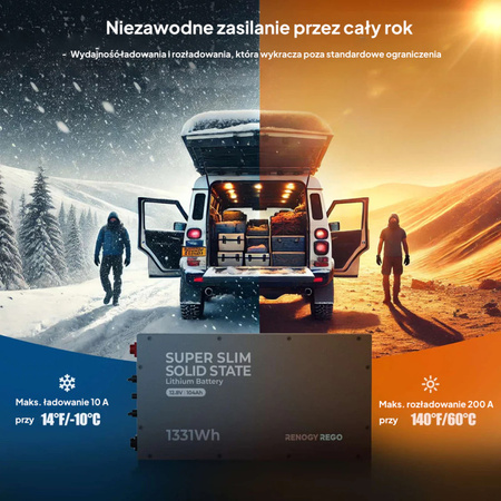 Akumulator Renogy REGO 12V 104Ah LiFePO4 z samonagrzewaniem