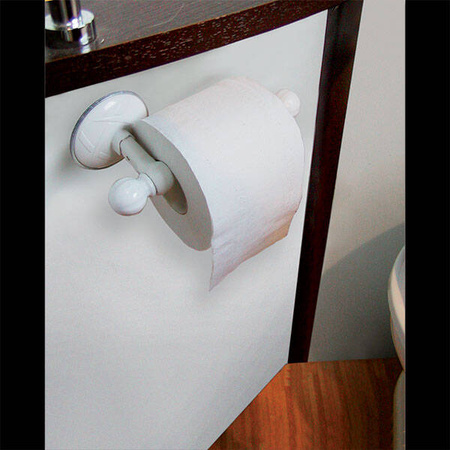 Toilet roll holder with suction cup
