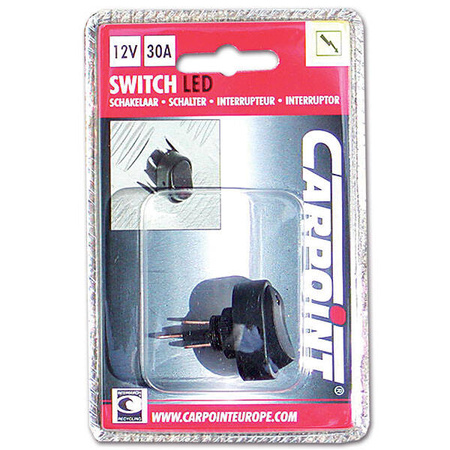 Czarny przełącznik z czerwoną diodą LED - 12 V