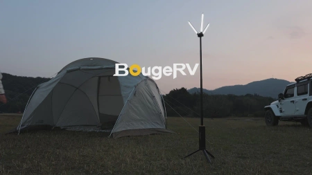 BougeRV Lampa kempingowa teleskopowa LED 3000 lm 15600 mAh - do 168 cm, IPX5, powerbank