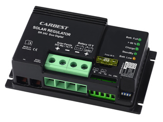 Kontroler solarny Carbest SR 243 Duo Digital 12V - regulator ładowania PWM
