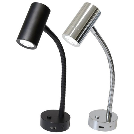 Reading Lamp Mini Tube D4 flex, Power LED, USB-C, with Switch, chrome