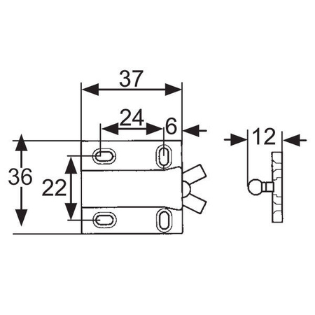 Push latch for 37 x 40 mm doors