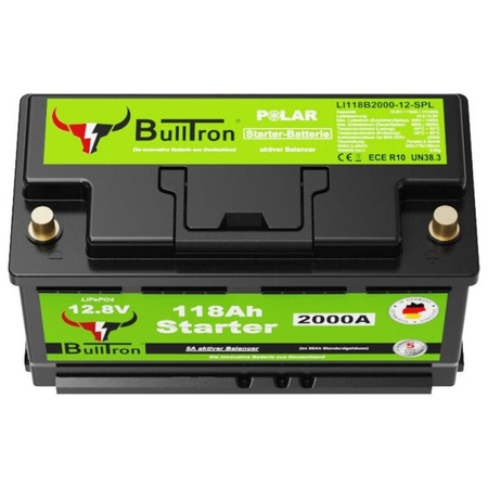Akumulator LiFePO4 BullTron 118Ah Starterowy – Lekki, 2000A, -20°C