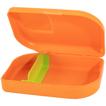 ajaa! lunch box with divider, orange – made from sugarcane, 18.5 × 12.5 × 5 cm