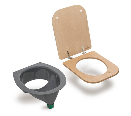 TROBOLO urine diverter grey with wooden toilet seat - insert for DIY composting toilet