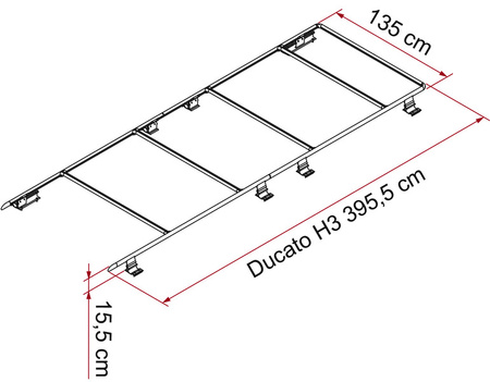 Reling dachowy Fiamma Roof Rail Ducato H3 do Fiata Ducato, Peugeota Boxera, Citroena Jumpera od 2006 roku