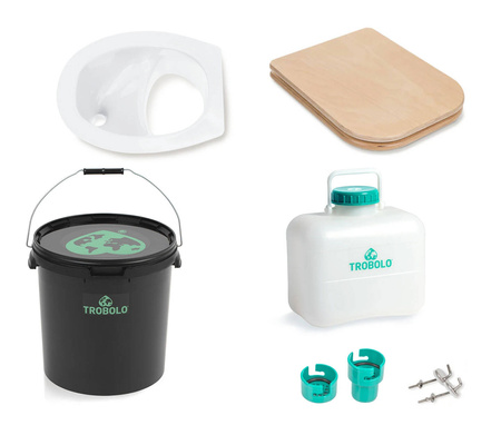 TROBOLO DIY composting toilet set with wooden seat, white - 22 l and 10 l containers