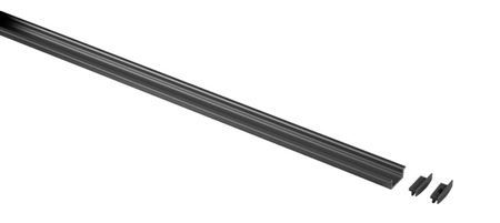 Płaski profil aluminiowy z 2 czarnymi zaślepkami