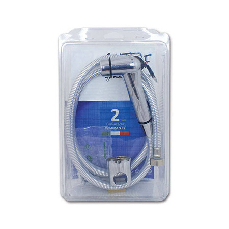 Push-button shower kit with chrome hose