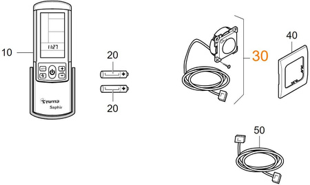 Infrared receiver, 3 m, black, suitable for Saphir air conditioning