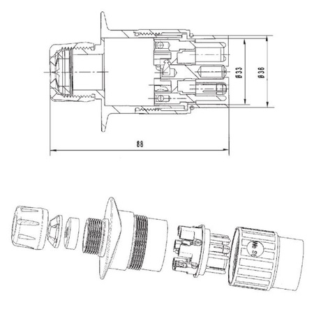 Wtyczka 13-pin Plastimat Multicon West z dodatkowym zasilaniem