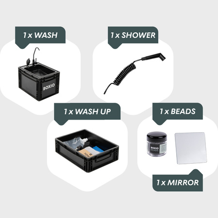BOXIO WASH MAX+ - mobile sink with water filter, shower and SOLO UP Eurobox