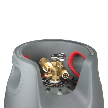 GasBank DUO 11 kg Light Composite Caravan Bottle with inlet and outlet, no level gauge