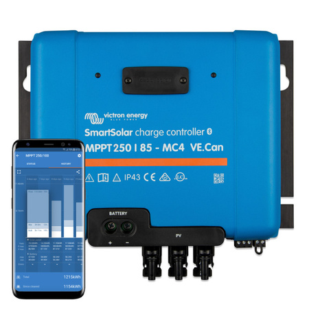 Victron SmartSolar MPPT 250/85-MC4 VE.Can regulator solarny 85 A, 12/24/48 V, Bluetooth
