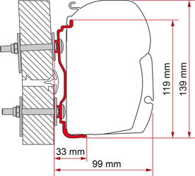 Adapter markizy Fiamma F45/F70 300cm do Hymer od 2016 - zestaw montażowy