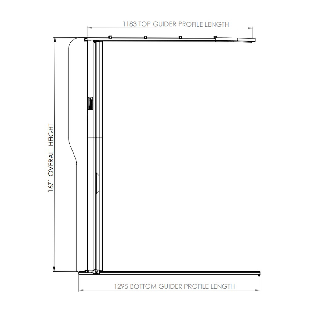 Dimension drawing of the Horrex fly screen door for Ford Transit V363