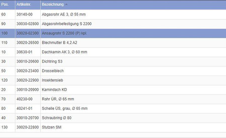 Rura ssąca kompletna do boazerii/komina S2200
