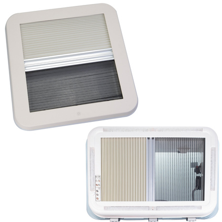 LED Crystal Roof Window 400x400 mm with Blackout Roller and Mosquito Net