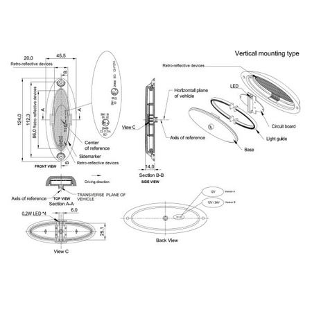 Owalne pomarańczowe światło obrysowe LED Dimatec 025 SML001