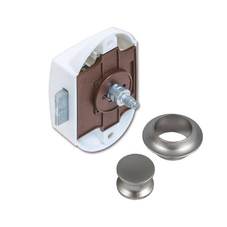 Push-Lock kit white with satin-finished button and rosette