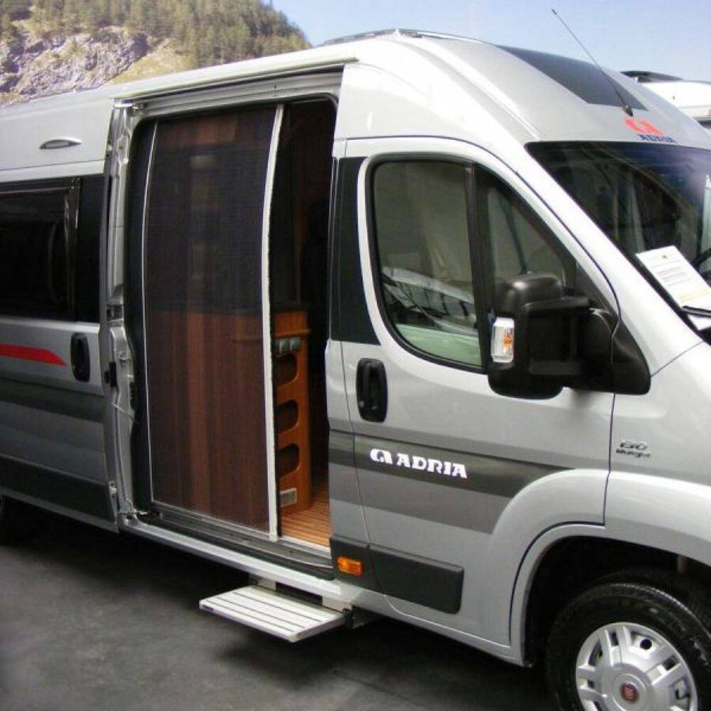 Horrex pleated fly screen in a Fiat Ducato sliding door