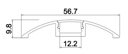 Profil aluminiowy półokrągły 1,5m szary 57mm x 10mm