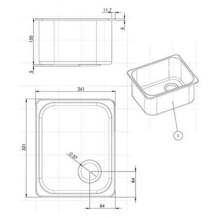 Zlew prostokątny Can inox LA1400 - 35 x 32 x 15 cm ze stali