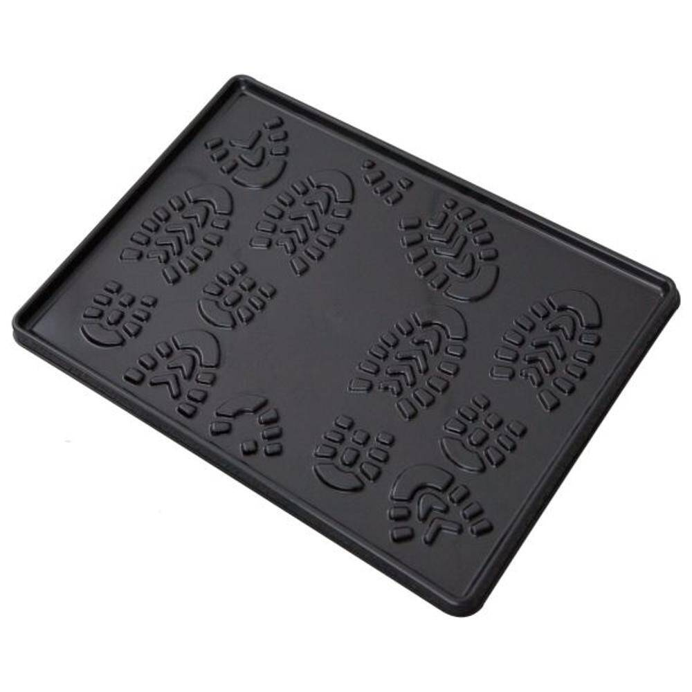 Black LAKO shoe drip tray 49 x 35 cm with shoe-print pattern