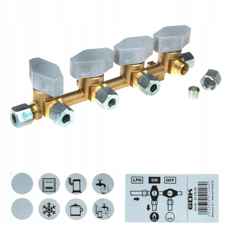 GOK zawór gazowy szybkozamykający poczwórny-kamper