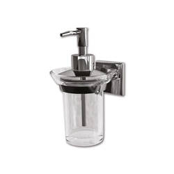Liquid soap dispenser with pump - plastic, square mounting base, 99 x 125 x 118 mm, for motorhome and caravan bathrooms