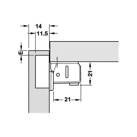 Aluminiowy zawias do cienkich drzwi kamperowych 14 mm Häfele