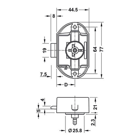 Nickel-plated Push-Lock kit with nickel-plated button and rosette