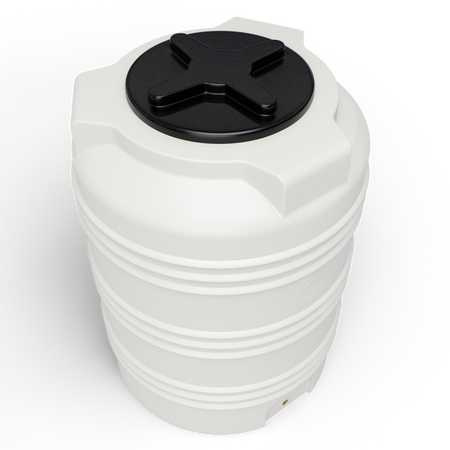 Cylindryczny pionowy pojemnik 300 l UHPLAST biały