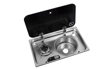 Kuchenka jednopalnikowa i zlew okrągły prawy Navy Load 30mbar