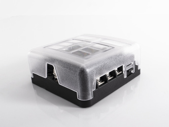 Rozdzielacz zasilania z uchwytem bezpiecznikowym na 6 gniazd