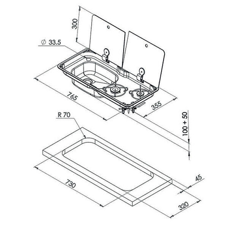 Randi XL 2 burner with sink on the left