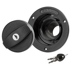 FAWO Wlew wody z korkiem i kluczykiem 12 cm czarny, wersja krótka - wąż ø40 mm, kamper